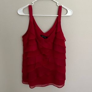 White House Black Market Red Ruffled Top